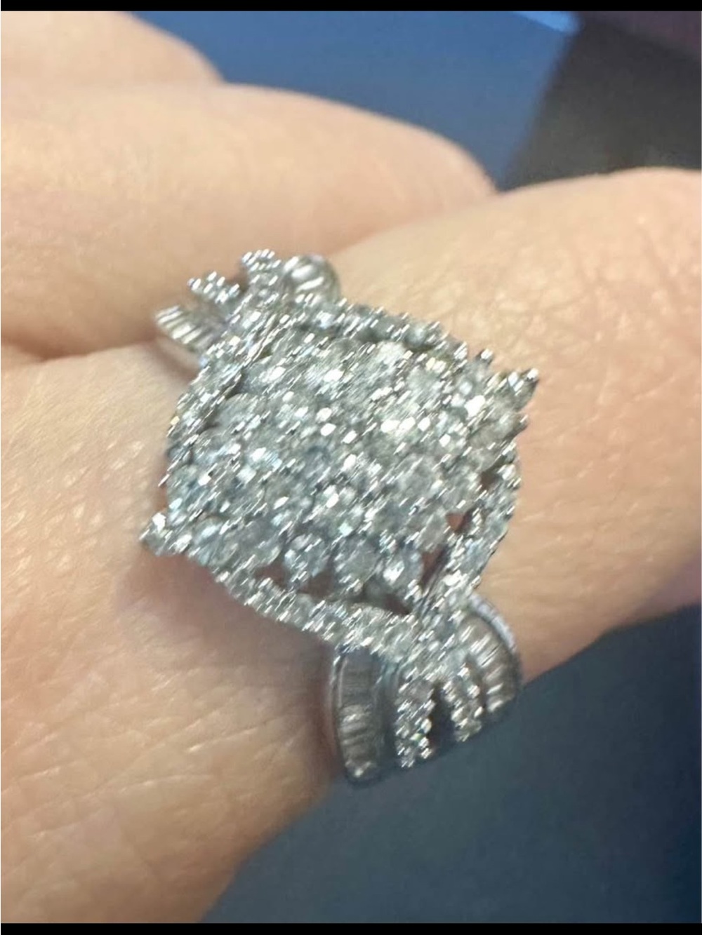 XL Natural Diamond ring band white gold on 925 silver over 1 ct sz 7 or 8 sizabl - Picture 8 of 8